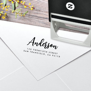 Chic Modern Calligraphy Script Name Return Address Self-inking Stamp