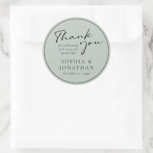Chic Modern Calligraphy Wedding Favour Thank You Classic Round Sticker