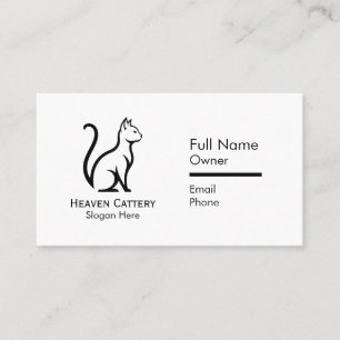 Chic & Modern Cattery Business Card Custom Logo