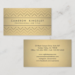 Chic Modern Chevron Black and Faux Gold Foil Business Card