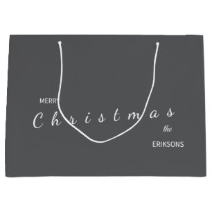Chic Modern Christmas Gift Bag Dark Grey Holiday