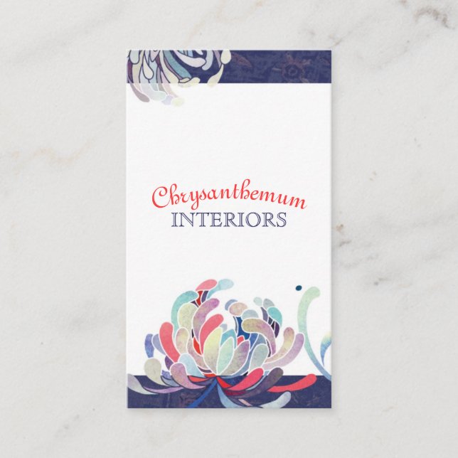 Chic Modern Chrysanthemum Business Card (Front)