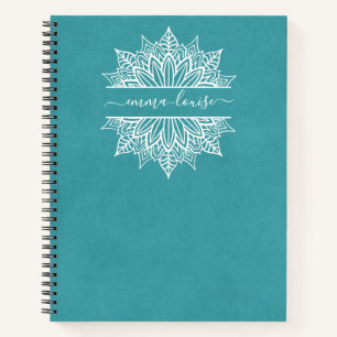 Chic Modern Circular Mandala Calligraphy Monogram Notebook