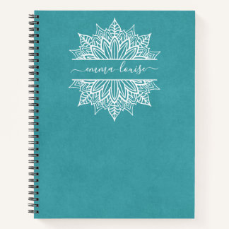 Chic Modern Circular Mandala Calligraphy Monogram Notebook