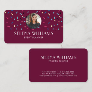 Chic Modern Colourful Candy Drips Burgundy Photo Business Card