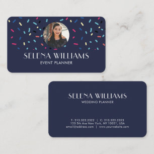 Chic Modern Colourful Candy Drips Navy Blue Photo Business Card