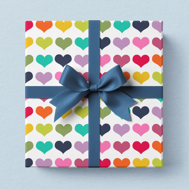 Chic Modern Colourful Hearts Valentine's Day Wrapping Paper (Creator Uploaded)