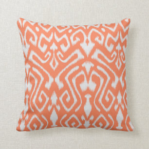 Chic modern colourful orange ikat tribal pattern cushion