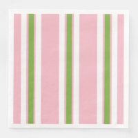 CHIC MODERN COOL GREEN/WHITE STRIPES ON PINK