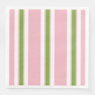 CHIC MODERN COOL GREEN/WHITE STRIPES ON PINK NAPKIN