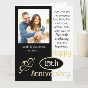 Chic Modern Couple Photo Black White Anniversary  Card