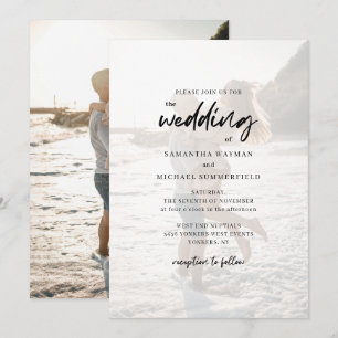 Chic Modern Couples Photo Script Wedding Invitation