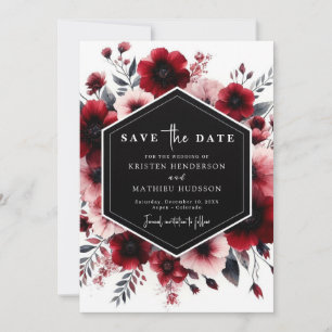 Chic Modern Crimson Red Wedding Save The Date