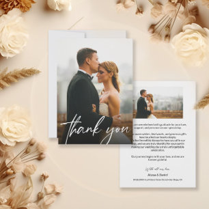 Chic Modern Custom 2 Wedding Photos Thank You Card