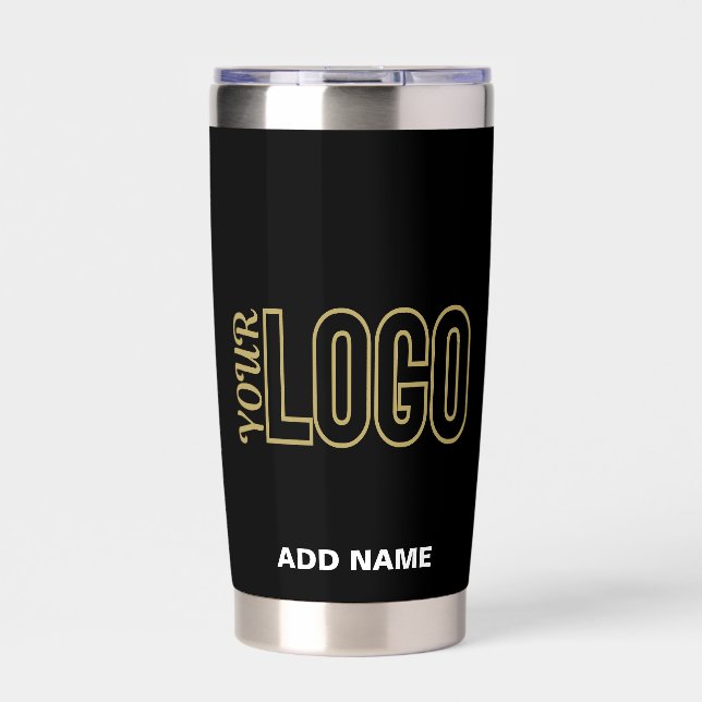 Chic Modern Customisable Black Verified Branded  Insulated Tumbler (Front)