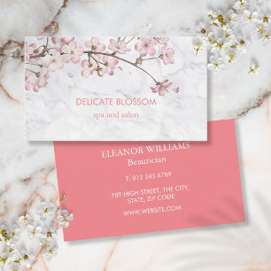 Chic Modern Delicate Blossom Marble Business Card