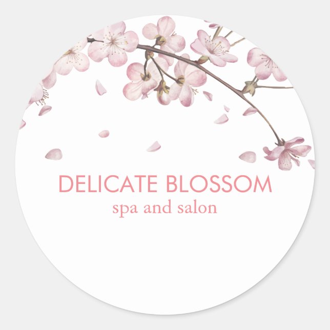 Chic Modern Delicate Blossom Pink Classic Round Sticker (Front)
