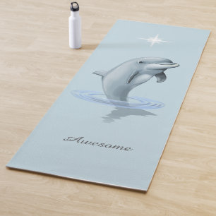 Chic Modern Dolphin & Script on Light Blue Yoga Mat