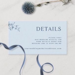 Chic Modern Dusty Blue Wedding Website / Details E Enclosure Card