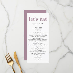Chic Modern Dusty Purple Monogram Wedding  Menu