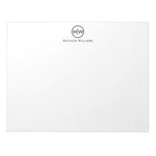 Chic Modern Elegant Black Circle Monogram Initial Notepad