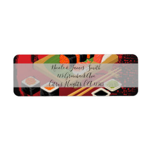 Chic Modern Elegant Black & Red Sushi Party Event