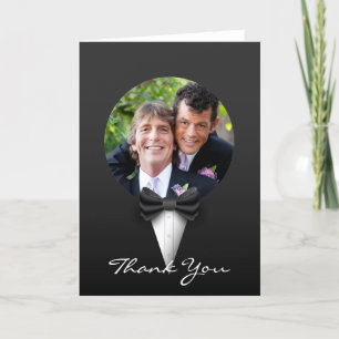 Chic Modern Elegant Gay Tuxedo Photo Thank You Card