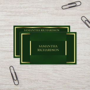 Chic Modern Emerald Green And Gold Professional Business Card