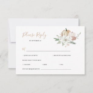 Chic modern fall autumn pumpkin elegant wedding  RSVP card