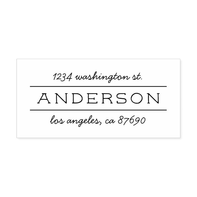 Chic Modern Family Name Script Return Address Rubber Stamp (Imprint)