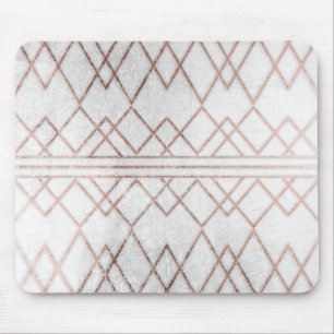 Chic Modern Faux Rose Gold Geometric Triangles Mouse Mat