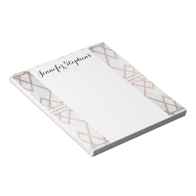 Chic Modern Faux Rose Gold Geometric Triangles Notepad (Angled)