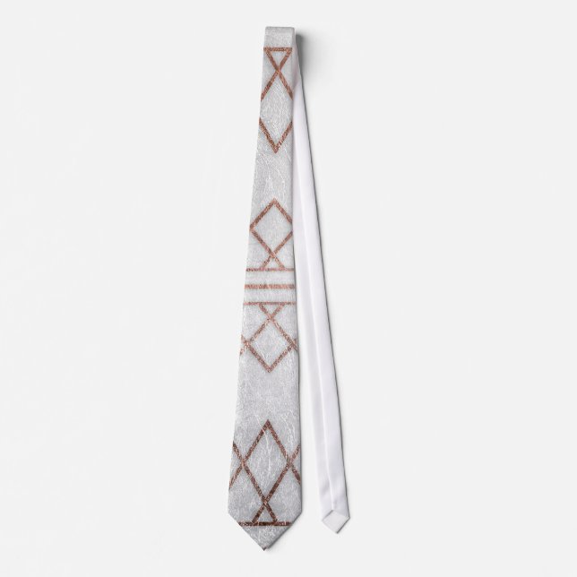 Chic Modern Faux Rose Gold Geometric Triangles Tie (Front)