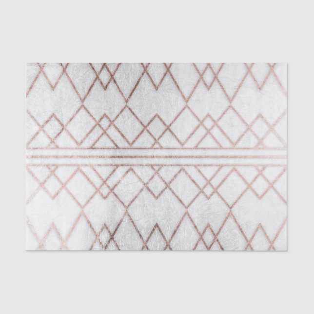 Chic Modern Faux Rose Gold Geometric Triangles Tissue Paper (Front)