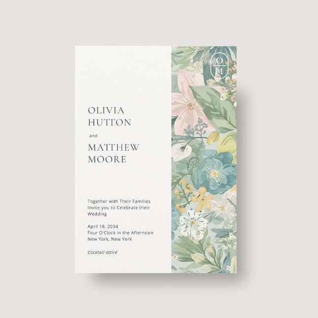 Chic Modern Floral Watercolor Wedding Invitation (Creator Uploaded)