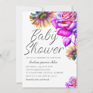 Chic & Modern Flowers Floral Garden Baby Shower Invitation