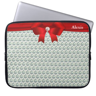 Chic modern & glitter diamonds on silver Laptop Sleeve