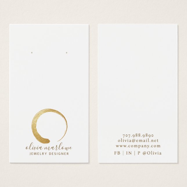 Chic Modern Gold Circle Logo Jewellery Display Car (Front & Back)