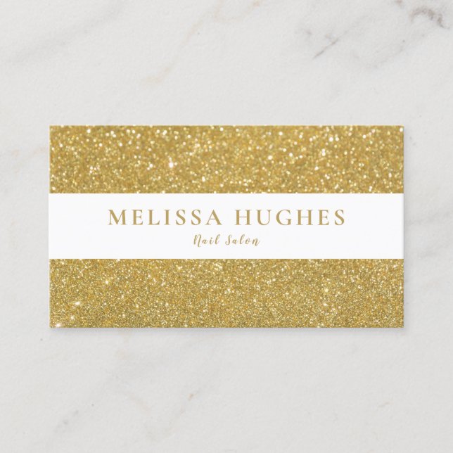 Chic Modern Gold Glitter Business Card (Front)