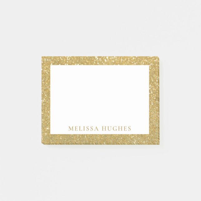 Chic Modern Gold Glitter Personalised Post-it Notes (Front)