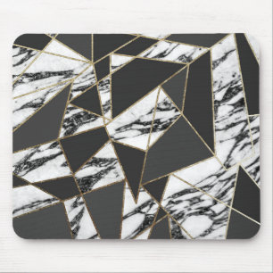 Chic Modern Gold Marble and Black Geometric Mouse Mat