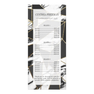Chic Modern Gold Marble and Black Geometric Rack Card