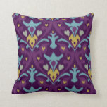 Chic modern gold purple ikat tribal pattern cushion<br><div class="desc">Chic trendy fashion stylish bold colourful gold, teal and purple ikat pattern tribal print design, the cool vibrant textured modern ikat print tribal pattern in gold, teal and purple give this bold, colourful design a contemporary, unique and exotic look. Cool unique gifts for her.</div>
