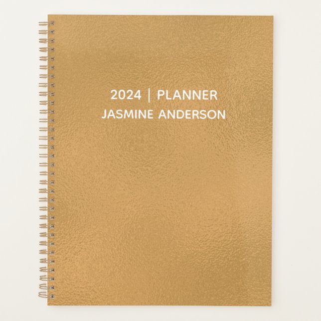 Chic Modern Gold White 2024 Weekly Monthly  Planner (Front)