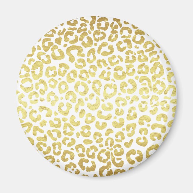 Chic Modern Gold White Leopard Jaguar Cheetah Magnet (Front)