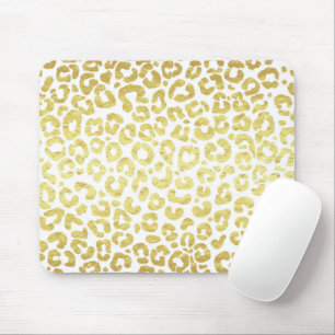 Chic Modern Gold White Leopard Jaguar Cheetah Mouse Mat