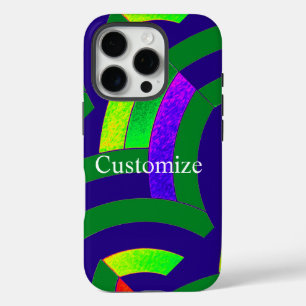 chic modern green/blue chevrons iPhone 16 pro case