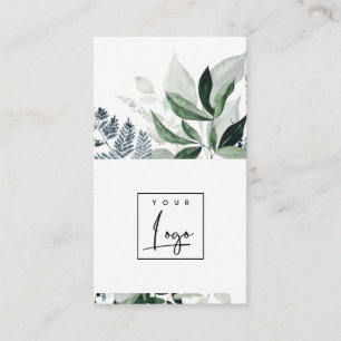 Chic Modern Green Leafy Tropical Foliage Fern Logo Business Card