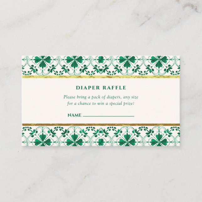 Chic Modern Green St. Patrick's Day Baby Shower Enclosure Card (Front)