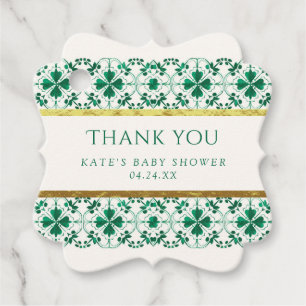 Chic Modern Green St. Patrick's Day Baby Shower Favour Tags
